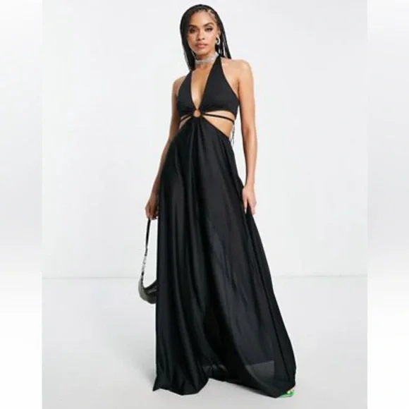 grey lace dress mother of the bride Halter Maxi Dress – Chic Summer Style – FOR HER NYC OFFICIAL main image 1
